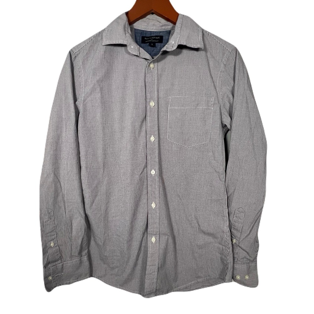 Banana Republic Shirt Mens Sm Soft Wash Slim Fit Plaid Button Up Work Career EUC